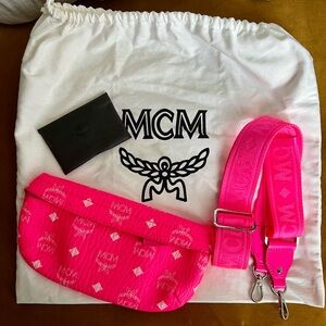 Neon pink MCM belt bag